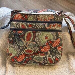 Vera Bradley Triple Zip Crossbody Bag in the Nomadic Floral Pattern